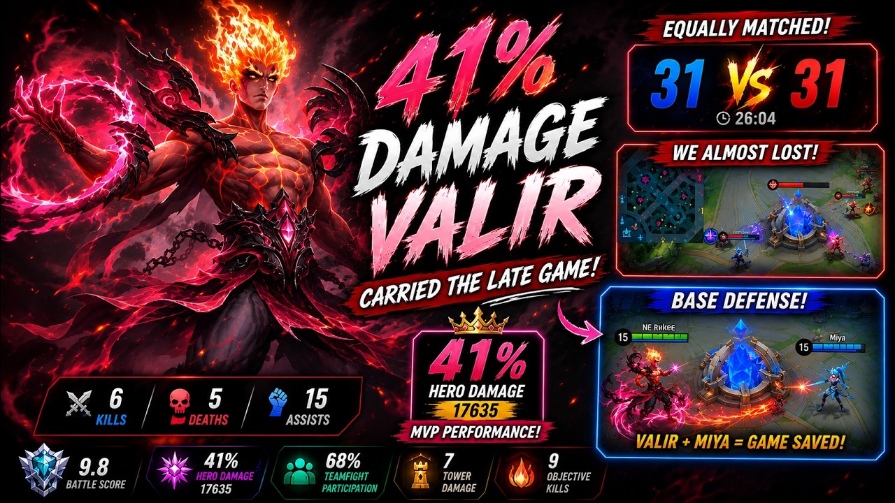 41% DAMAGE VALIR! 🔥 We Defended the Base & Stole the Victory | MLBB Ranked MVP