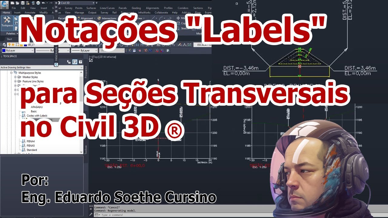 Aprenda a Criar Notações de "Labels" no Civil 3D para Seções Transversais