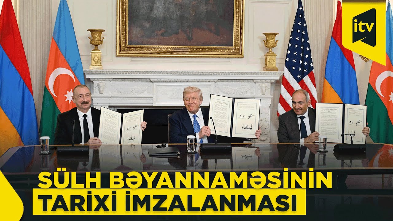 Prezident İlham Əliyev, Donald Tramp və Nikol Paşinyan Vaşinqtonda Birgə Bəyannamə imzalayıb