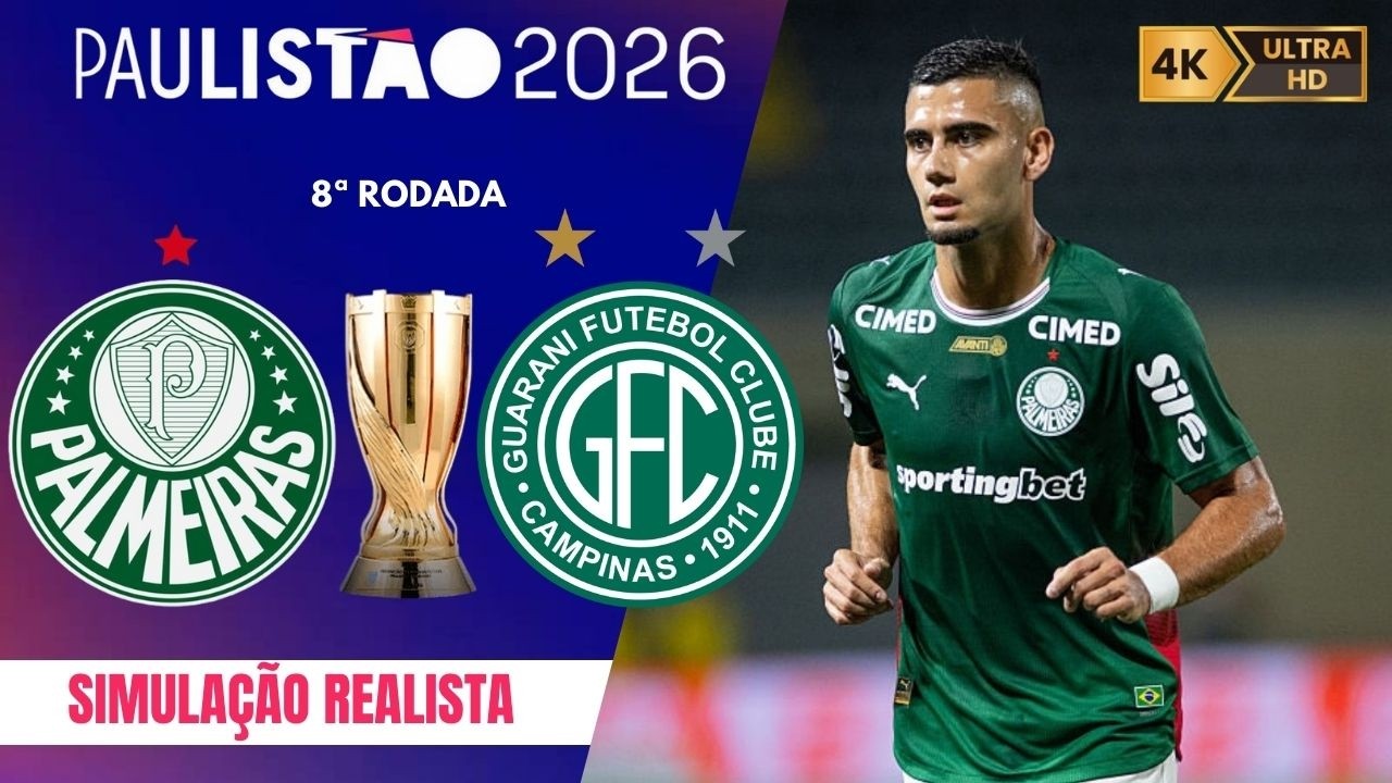PALMEIRAS x GUARANI | PAULISTÃO 2026 | AO VIVO E COM IMAGENS | SIMULAÇÃO PES21