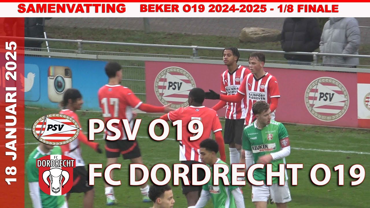 BEKER 1/8 FINALE: Samenvatting PSV O19 - FC Dordrecht zaterdag 18 januari 2025