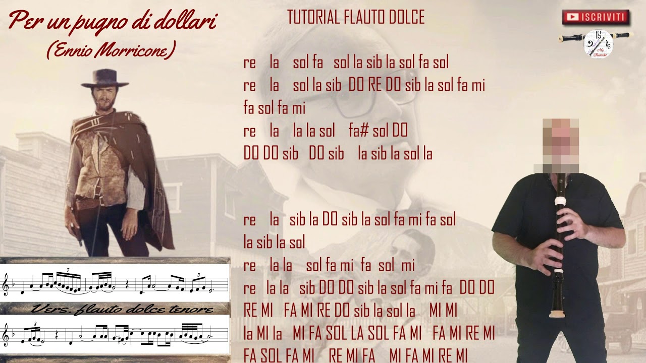 Per un pugno di dollari (E. Morricone) flauto tenore, tenor recorder, flauta dulce tenor, blockfl&ouml;te