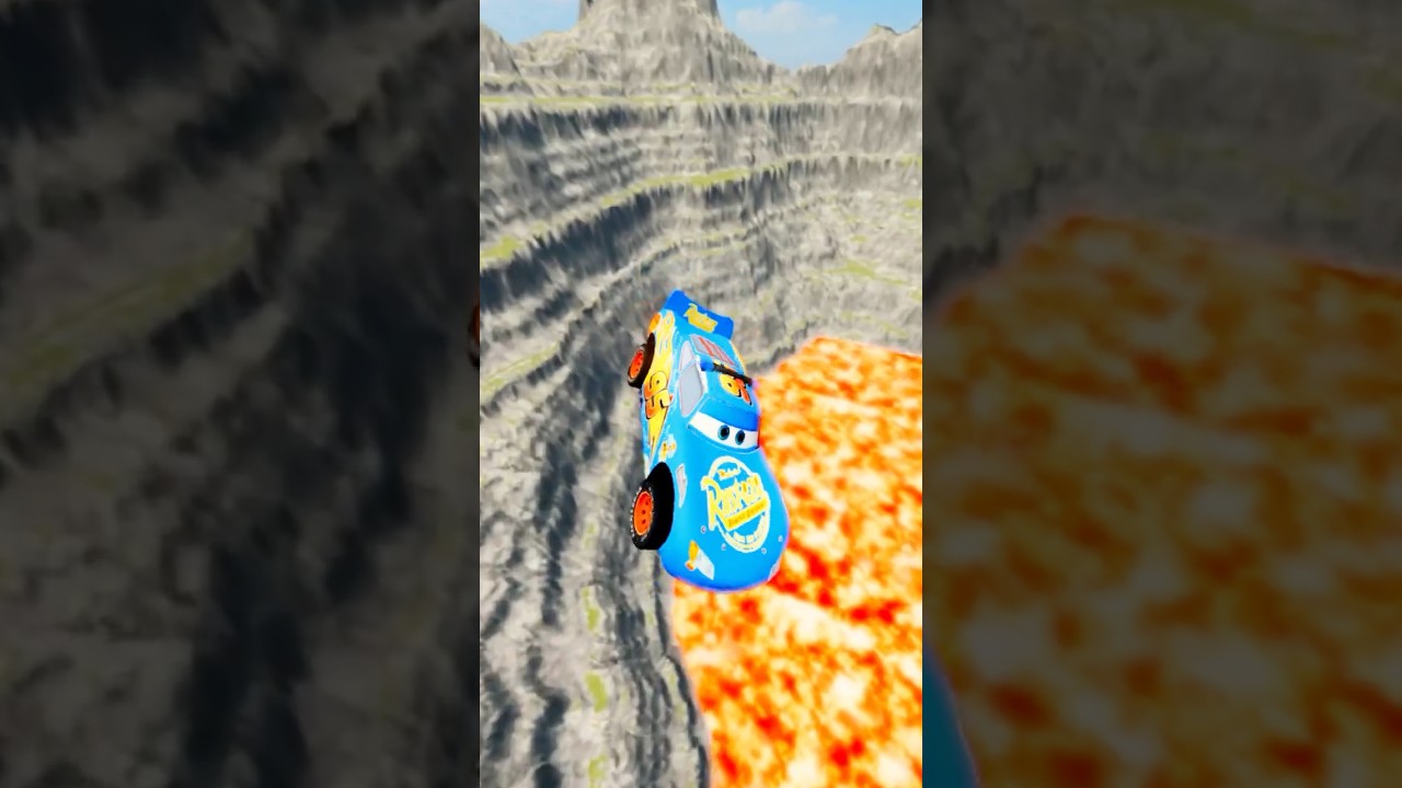 Lightning McQueenvs Lava😱 #13Will He Survive?🔥#lightningmcqueen #beamngdrive #shorts #carsimulator
