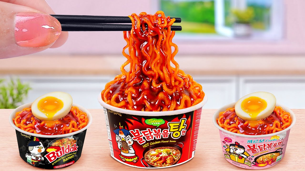 The Best Food Recipes 🔥 Mini Egg Noodles and Chicken Samyang Noodles 🎀 Tina Mini Cooking