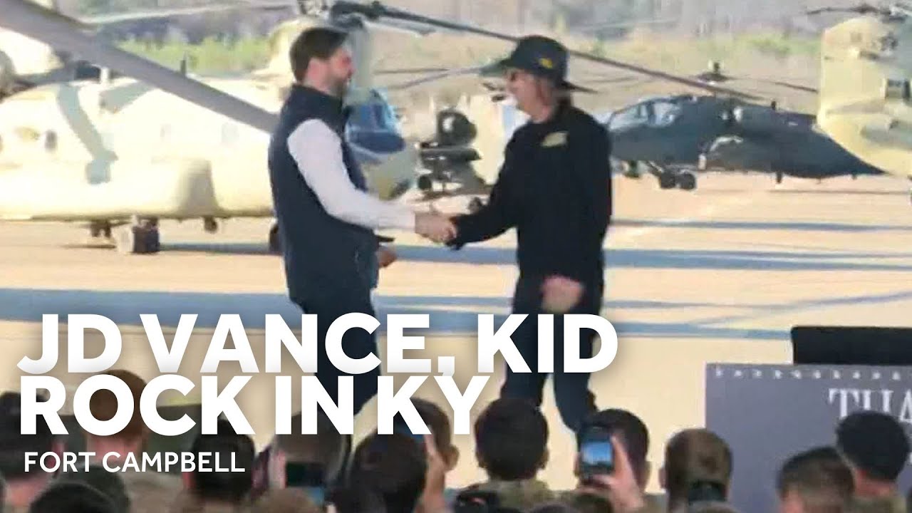 Vice President JD Vance speaks to Fort Campbell, Kentucky -- introduced by Kid Rock