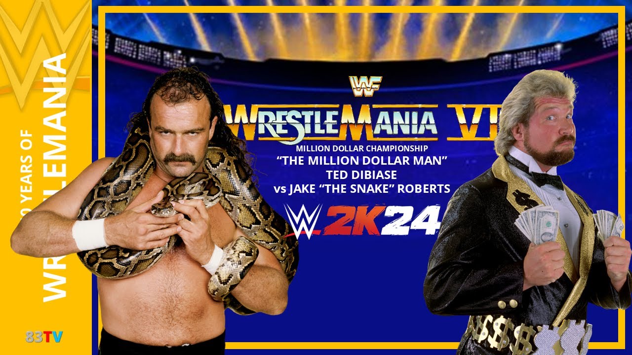 WRESTLEMANIA 6 - JAKE "THE SNAKE" Vs "MILLION DOLLAR MAN" TED DIBIASE (MILLION DOLLAR CHAMPIONSHIP)