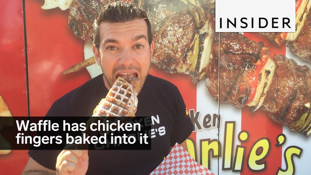 This giant waffle has chicken fingers baked into it