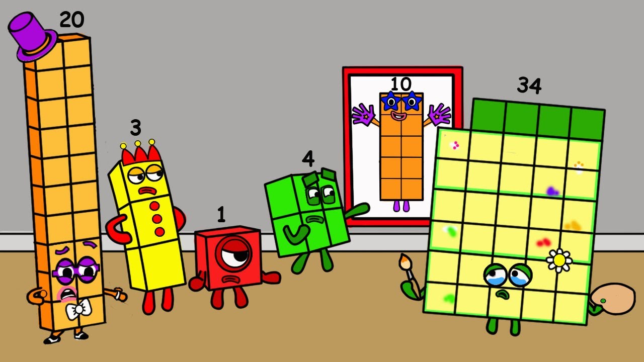 Numberblock 34 is crying because it made a mistake - Numberblocks fanmade coloring story
