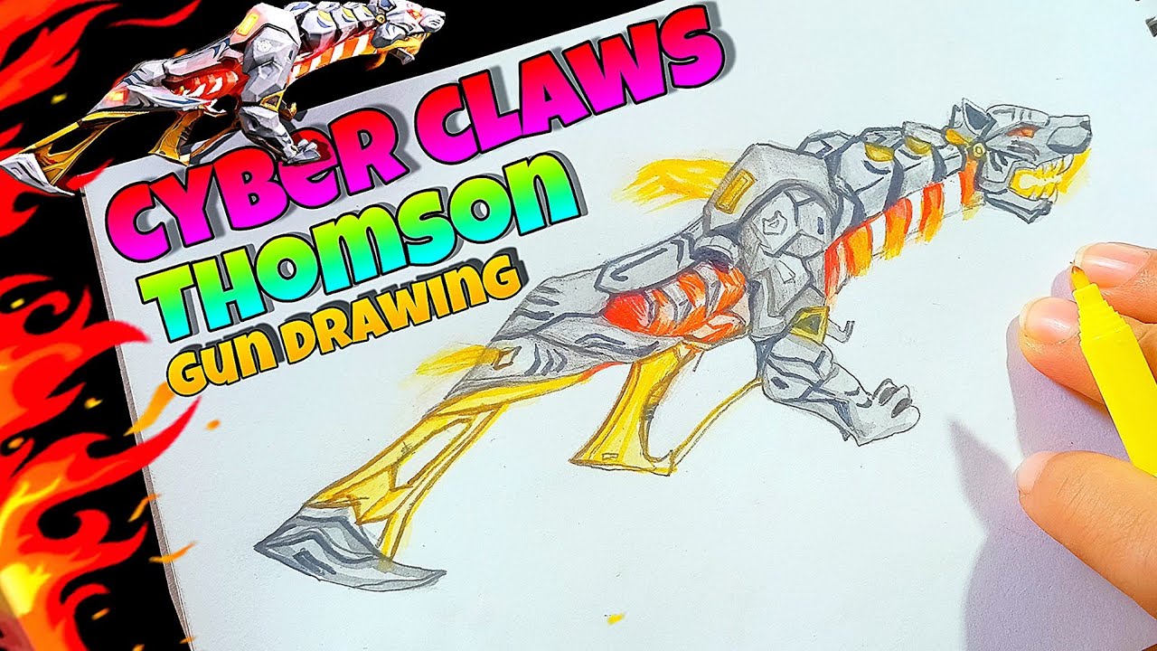 FREE FIRE DRAWING || THOMSON CYBER CLAWS || GUN SKIN DRAWING | FF GUN DRAWING || FF MAX DRAWING