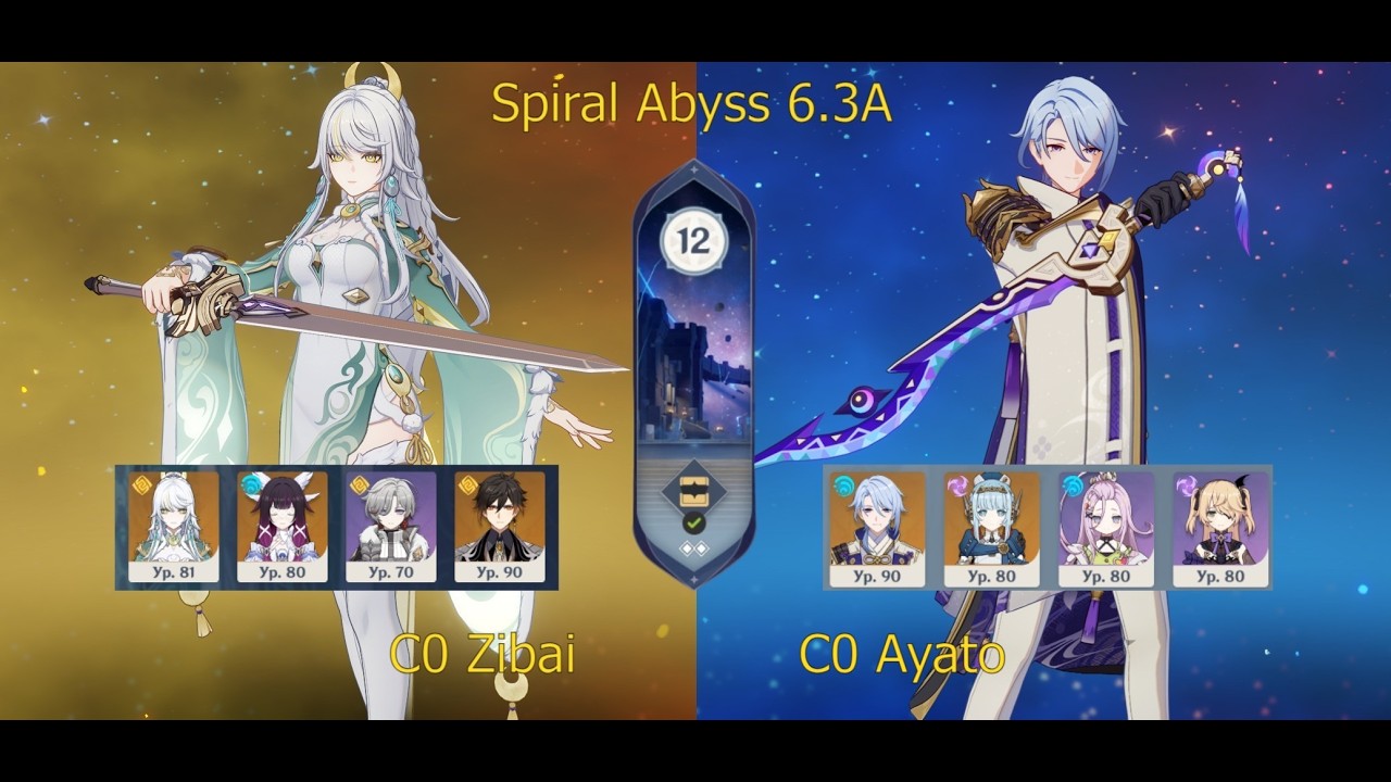 Spiral Abyss 6.3A | C0 Zibai/C0 Kamisato Ayato | Genshin Impact