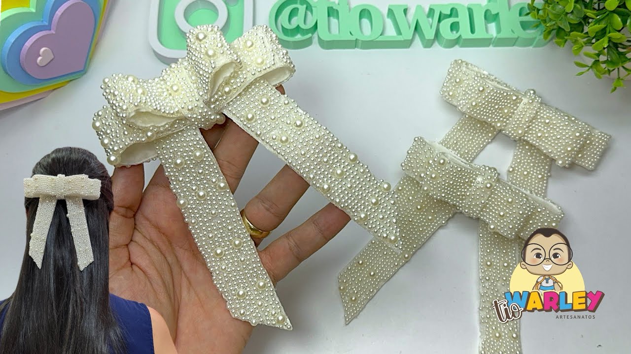 Laço Chanel de Pérolas com Pontas/ Laço tendência para Adultos