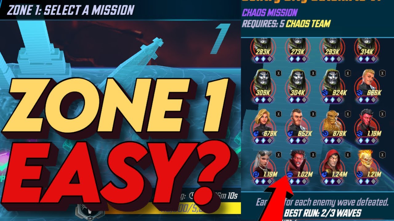 БЕЗУМНЫЙ УЗЕЛ! Battleworld D6 Zone 1 ПОЛНЫЙ ГЕЙМПЛЕЙ! MARVEL Strike Force
