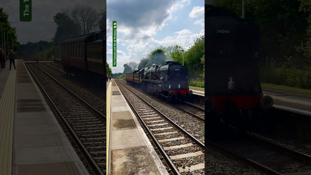 Locomotive Services Limited. (ECS) 34046 &ldquo;Braunton&rdquo; Bounces though Wrenbury. 🎾🎾