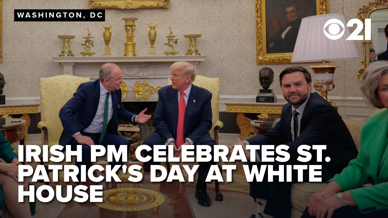 ПОЛНЫЙ МАТЕРИАЛ: Джей Ди Вэнс приветствует премьер-министра Ирландии Мишеля Мартина на празднован...