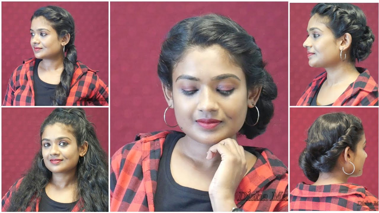 6 Easy and Cute Hairstyles for Curly Hair|Hair styles for Modern Dress|Disha Malayali Youtuber