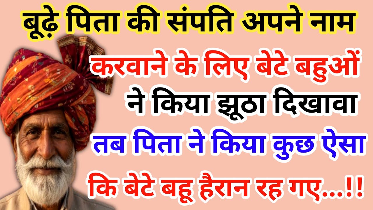 बूढ़े पिता की संपति अपने नाम करवाने के लिए बेटे बहुओं ने किया झूठा दिखावा | story
