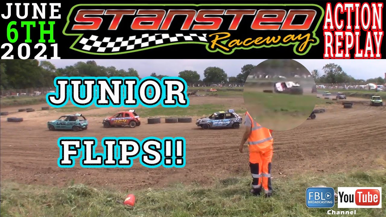 Stansted Raceway. Junior Bangers. Junior Flips.  Banger racing. Unbelievable. Crashes. Teenagers