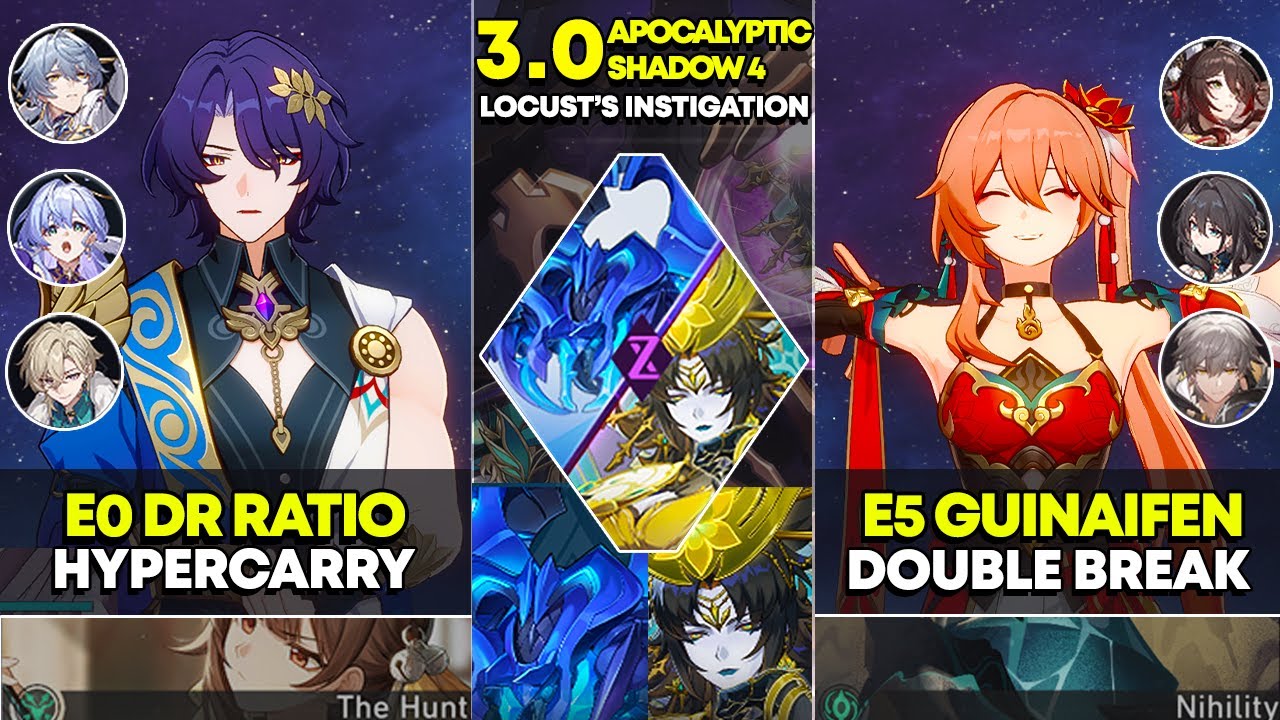 E0 Dr Ratio Hypercarry & E5 Guinaifen Double Break | Apocalyptic Shadow 4 | Honkai Star Rail 3.0
