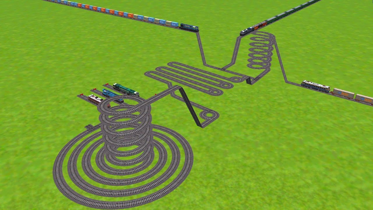 ALL TRAINS CROSSING AT SPRINGS CIRCLES RAILROAD TRACKS ZIG ZAG TRACKS/ trains beamng 