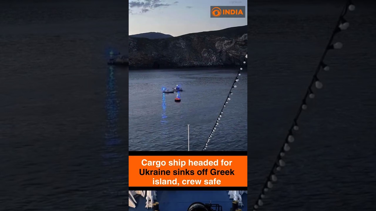 Cargo ship headed for Ukraine sinks off Greek island, crew safe