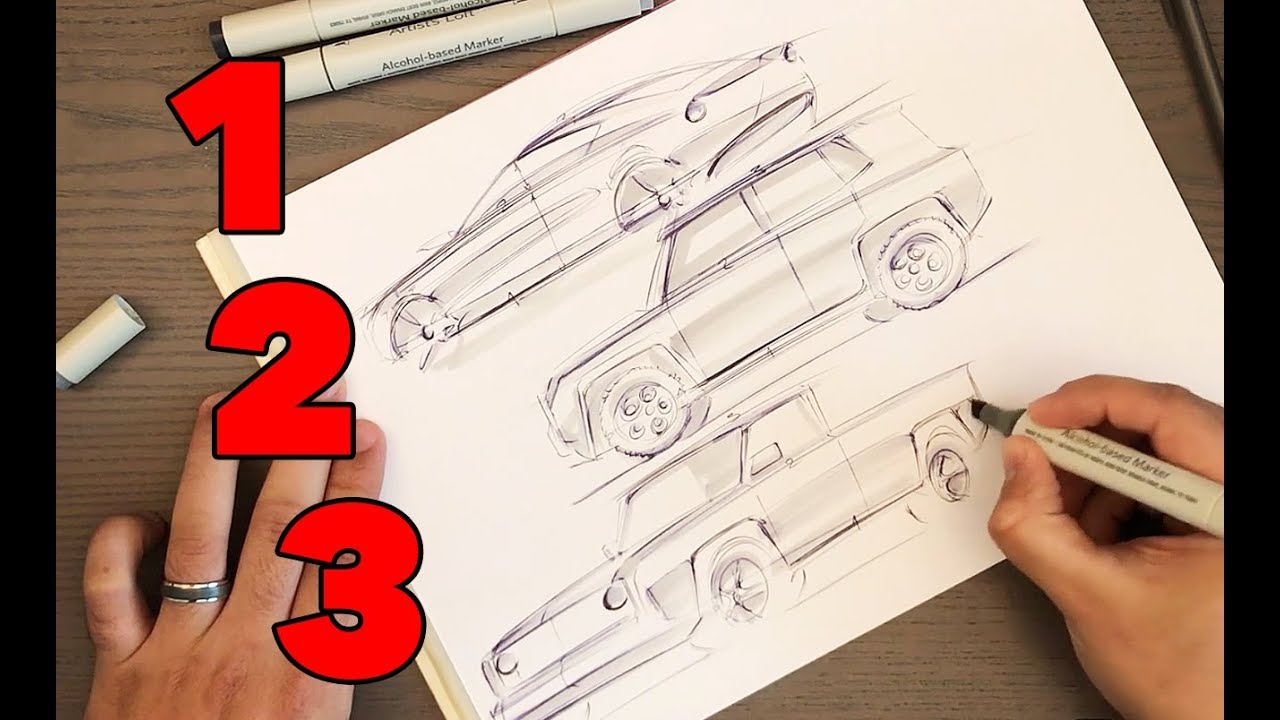 How to sketch ANY car in 2 min with just a pen [SIMPLE]