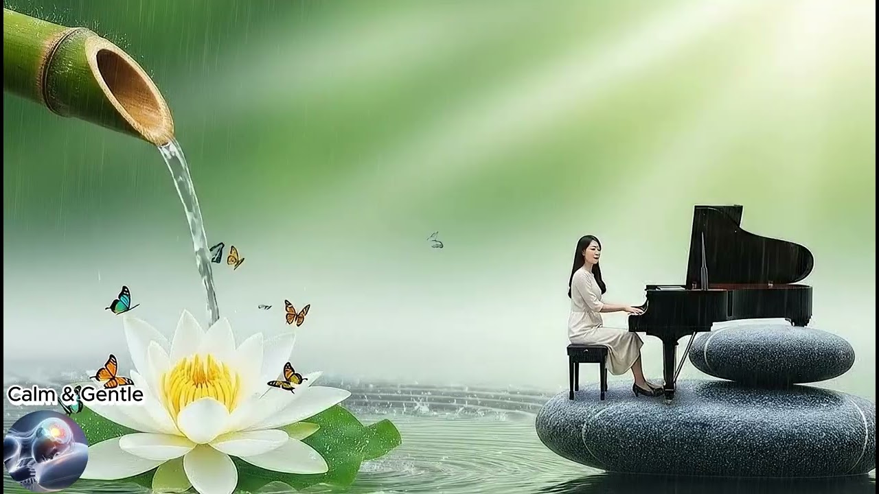 Calm & Gentle Relaxing Piano Music & Water Sounds and raining for Sleep, Meditation, Spa & Yoga