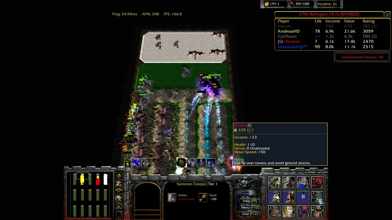 Line Tower Wars | Versus a 3000 ELO player (CLOSE)