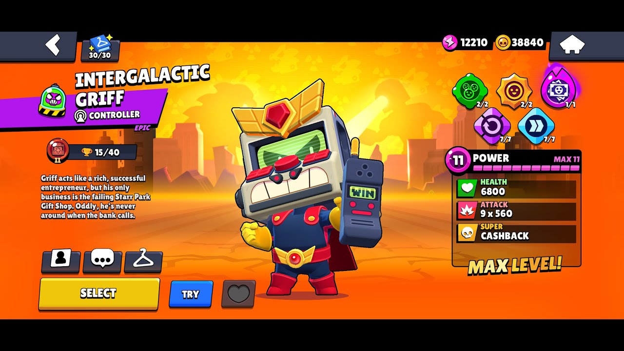 Brawl Stars – GRIFF | Max Level | All Skins + Gadgets + Star Powers + Attacks