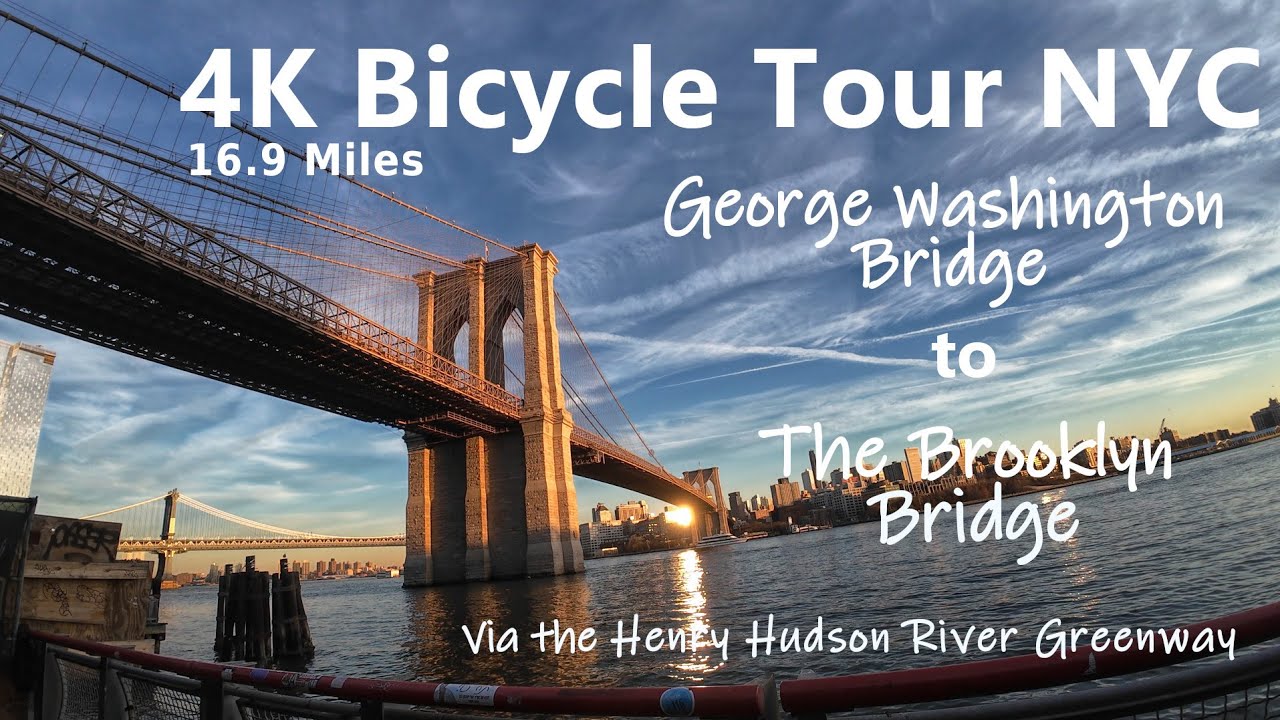Immersive 4K Bike Ride, Manhattan NYC: GWB to South Street Seaport/Brooklyn Bridge via Hudson River