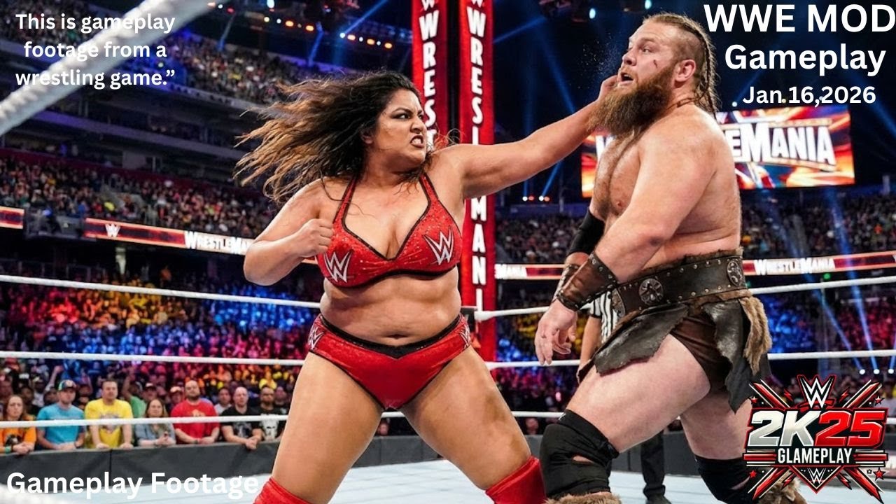 WWE 2K25 - Ивар против индийской дивы Дилары | Геймплей межгендерного матча | 16 января 2026 г.