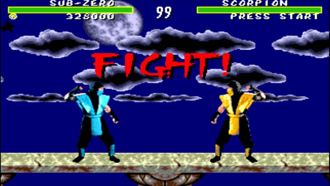 Mortal Kombat I - Sub Zero VS Scorpion - Sega Genesis