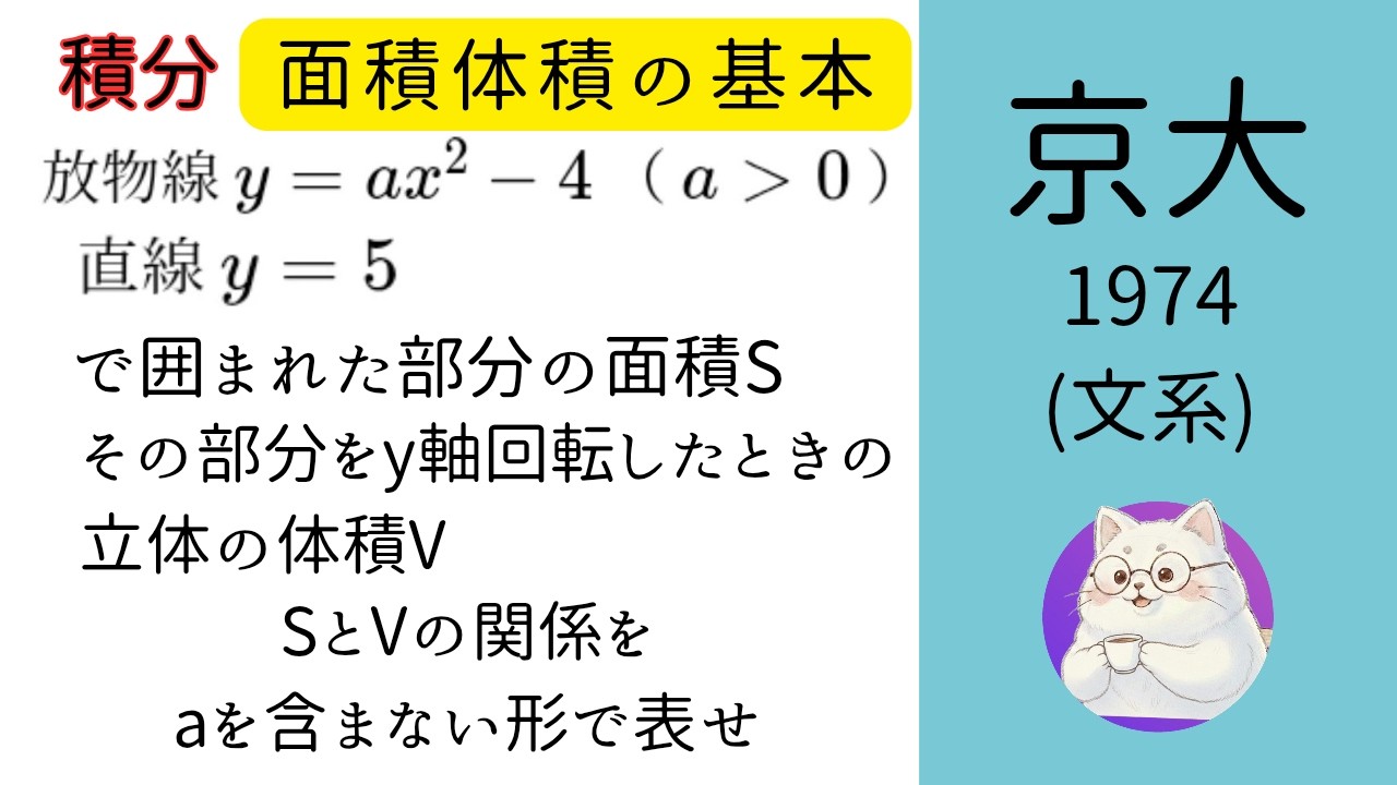 #026 1974 京都大　積分を使った面積と体積の基本