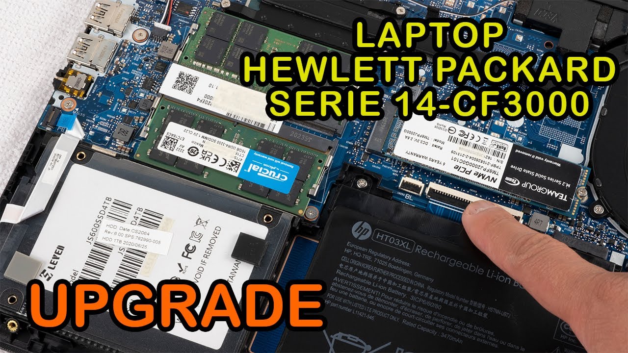 Обновление💻Ноутбук HP Series 14-CF3000 | Установите/замените твердотельный накопитель в M.2, ОЗУ и