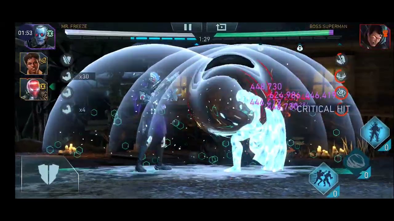 Thrilling Freeze puppet oneshot against passive Heroic VII boss | #injustice2mobile