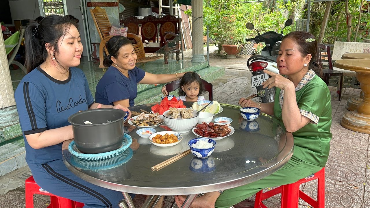 Khô Cá Lóc Nấu Canh Chua Và Nướng, Tép Ram Mặn, Thu Hoạch Chuối Cau Lửa #1275 - Hai Sướng 