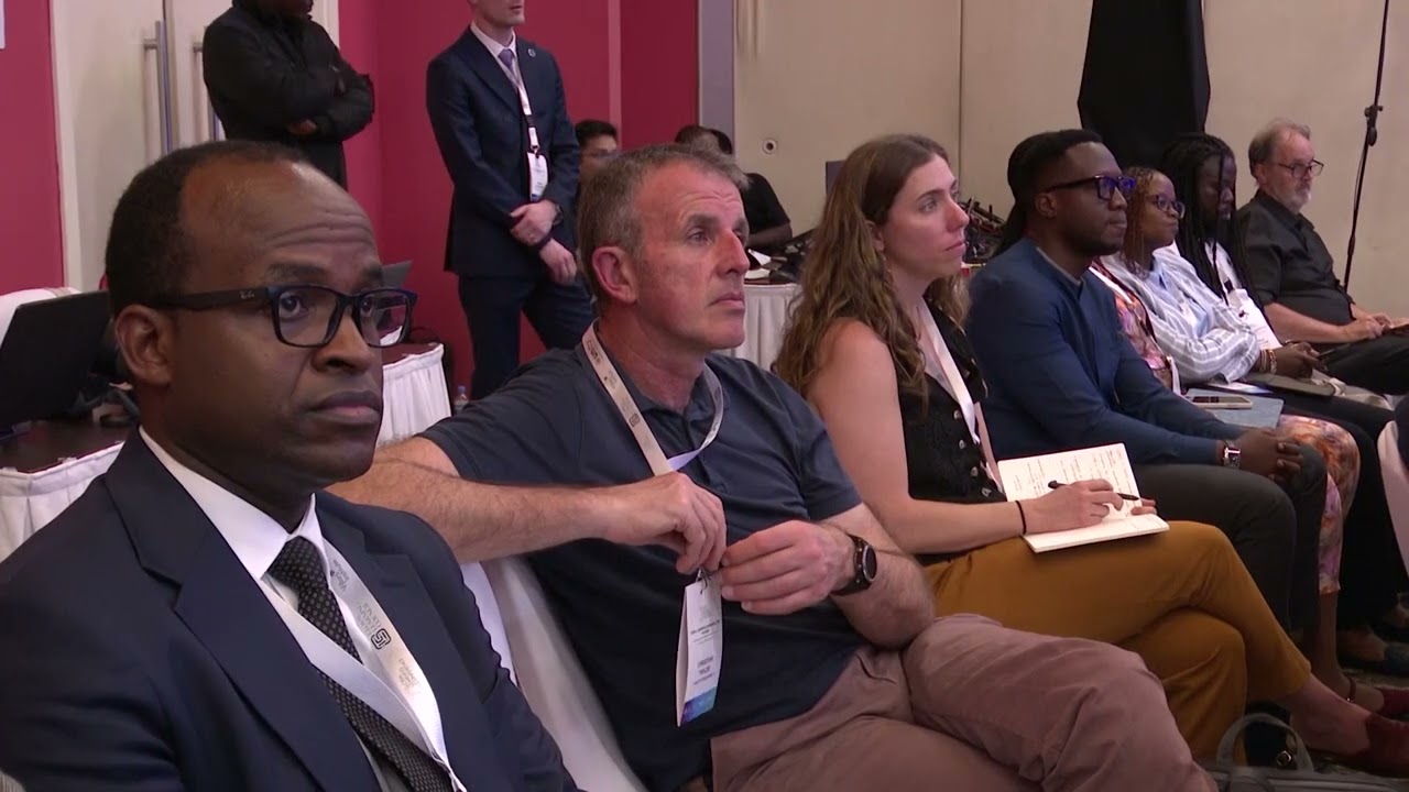 Minister of State Claudette Irere addressing media in Global Learning Conference 2026, Kigali.