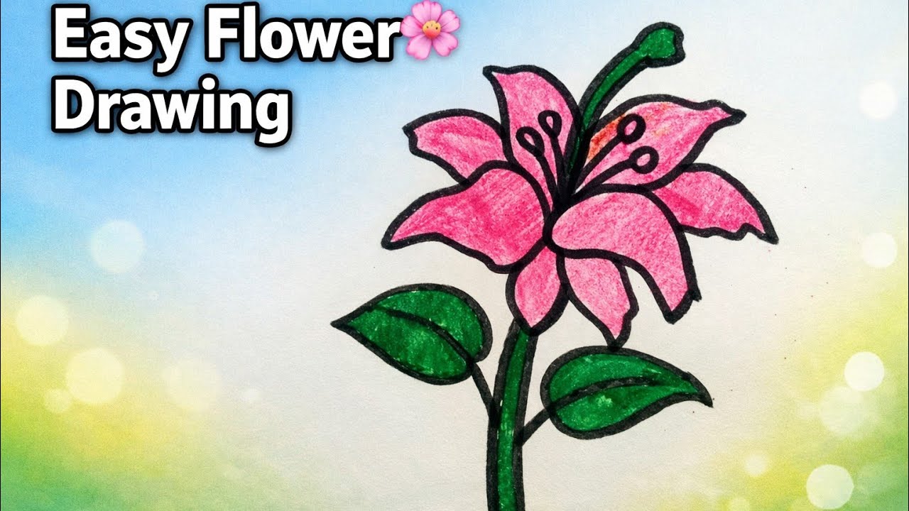 Easy flower drawing step by step  🌺 I simple and cute flower drawing for beginners 