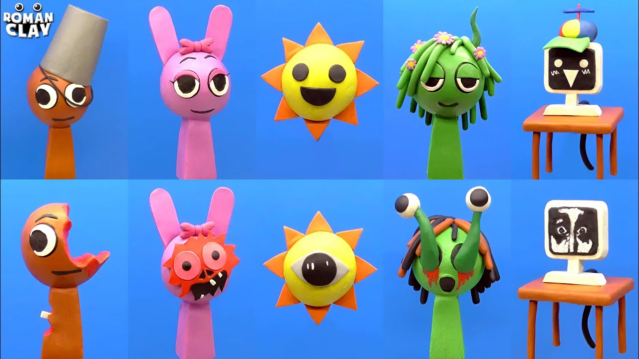 Making SPRUNKI Incredibox 😬 Pinki Vineria Brud Mr Sun Sculpting with Clay