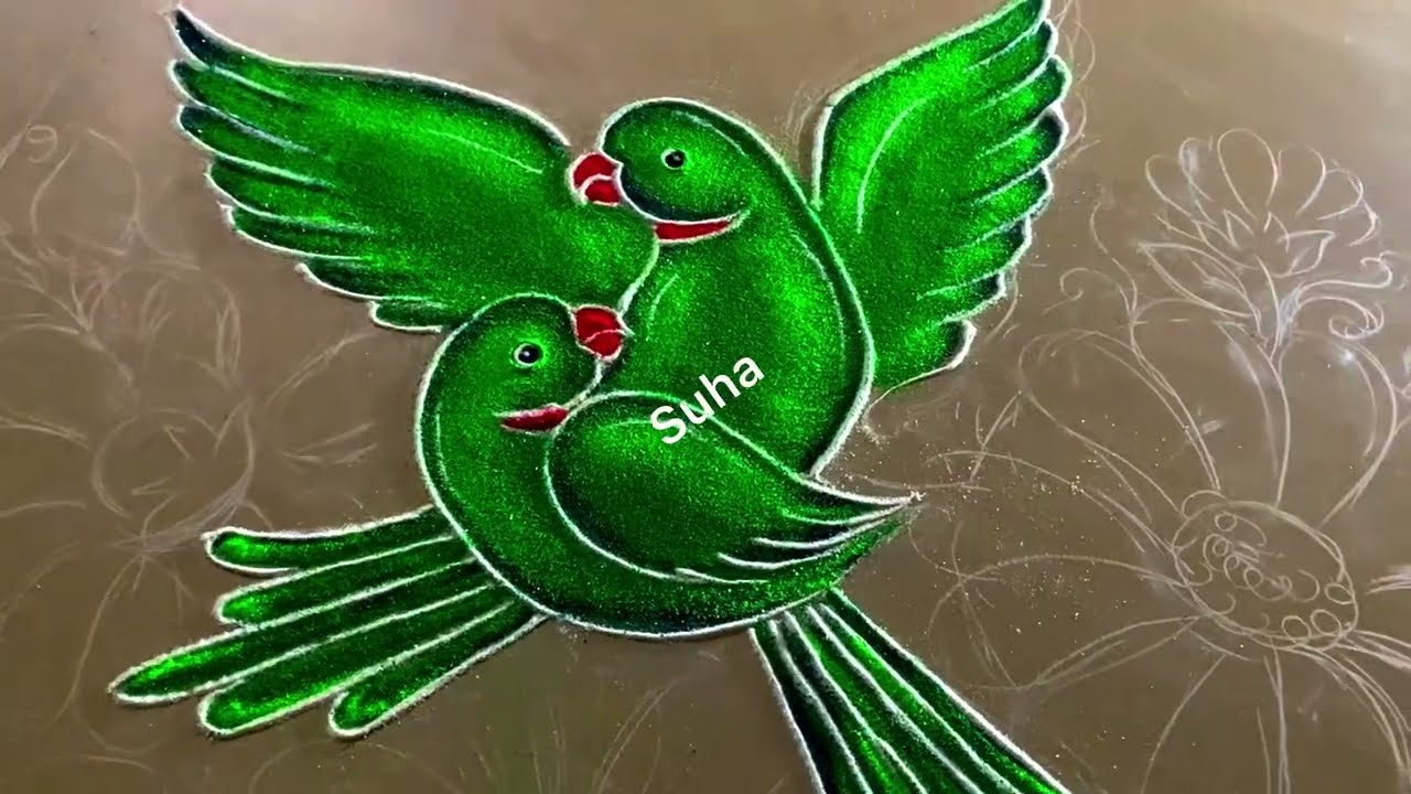 #Новогодний Ранголи #Попугай Ранголи@Raahasrangoli9