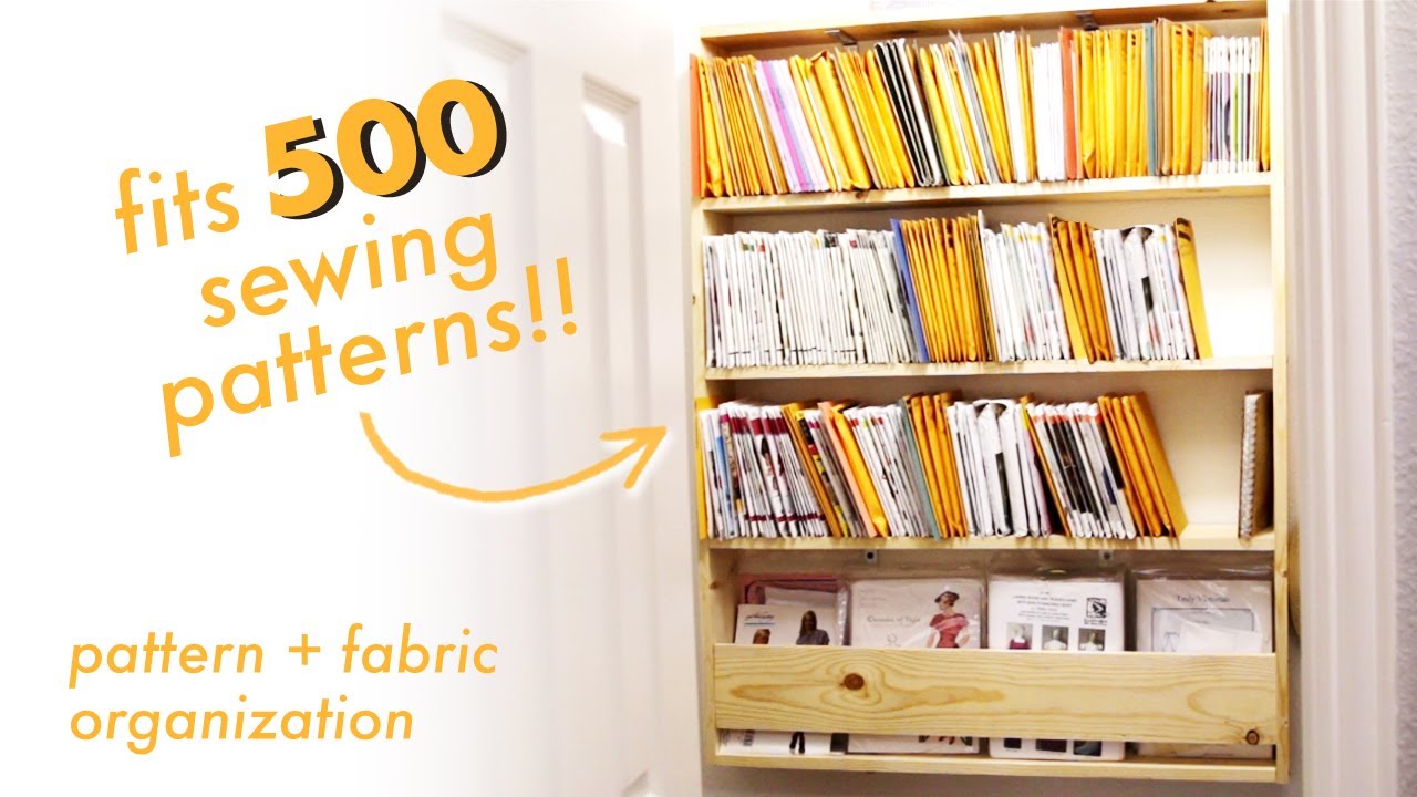 I built a shelf to hold 500 SEWING PATTERNS! + how I organize my patterns & fabric