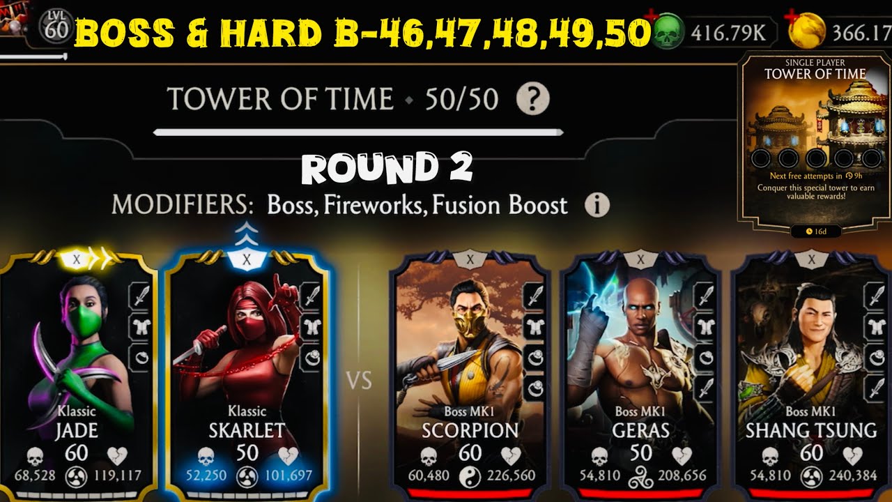 Tower of Time Battles 46-50 Fight + Reward MK Mobile | Team Stun and Klassic
