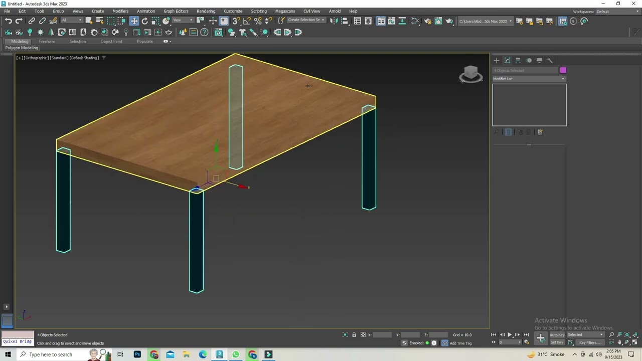How to make Table in 3ds max | Editable poly in 3ds max |