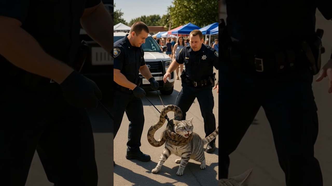 Police Officers Rescue Cat from Snake During Street Event 🐍🐱👮‍♂️
