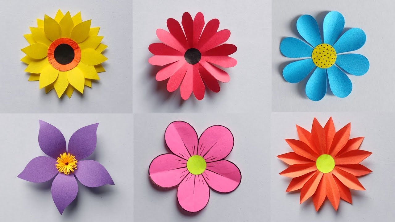 6 Unique Paper Flowers | Paper Flower Making | Easy Paper Flower Craft | DIY Flower Craft