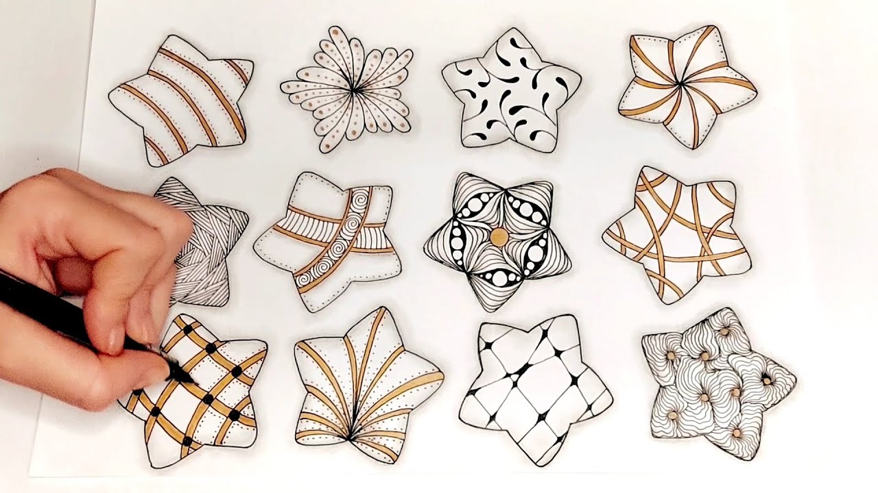 Christmas star drawing for beginners ⭐ Zentangle patterns  ⭐ Zenart