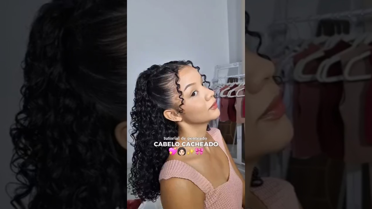 tutorial de penteado para cabelo cacheado 💖 #cacheada #cachos #curlyhairstyles