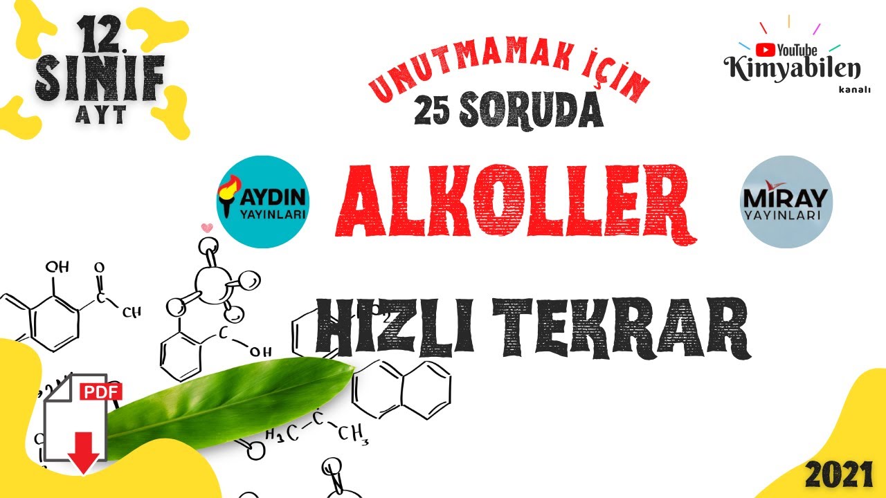 ALKOLLER HIZLI TEKRAR SORU &Ccedil;&Ouml;Z&Uuml;M&Uuml;  - 12 KİMYA - AYT KİMYA