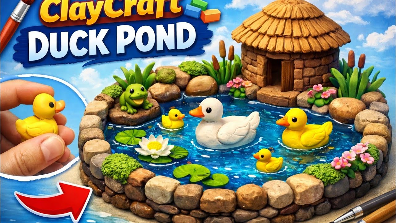 Clay craft duck pond | Easy DIY Miniature Pond TutorialClay Craft Duck Pond Making Step by Step 