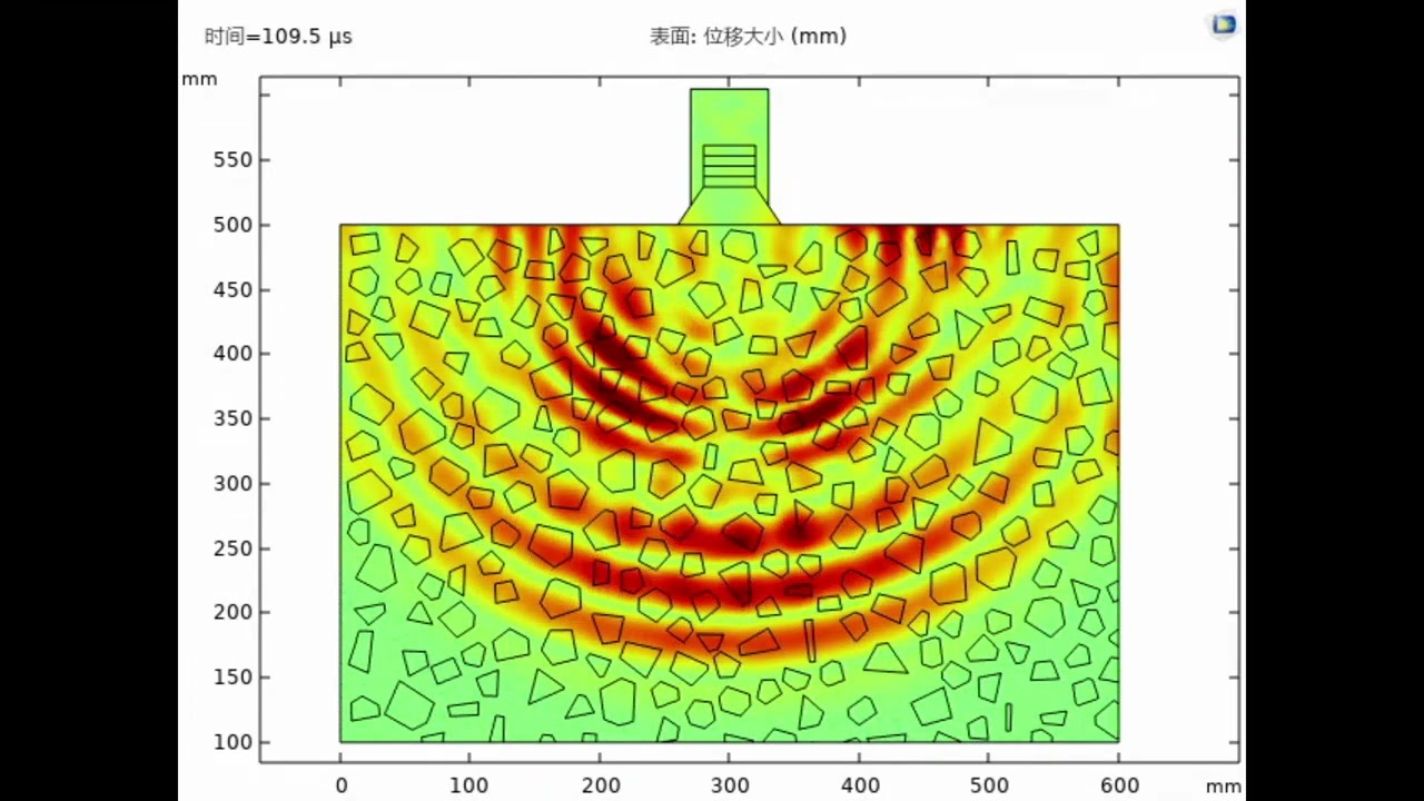 COMSOL concrete crack ultrasonic testing