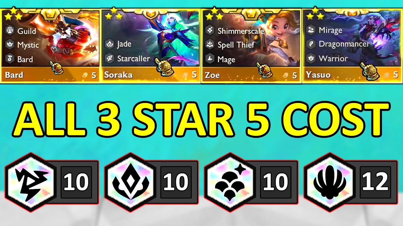 Set Revival 7.5 ALL 5 Cost Units 3 Star + Prismatic Traits ⭐⭐⭐